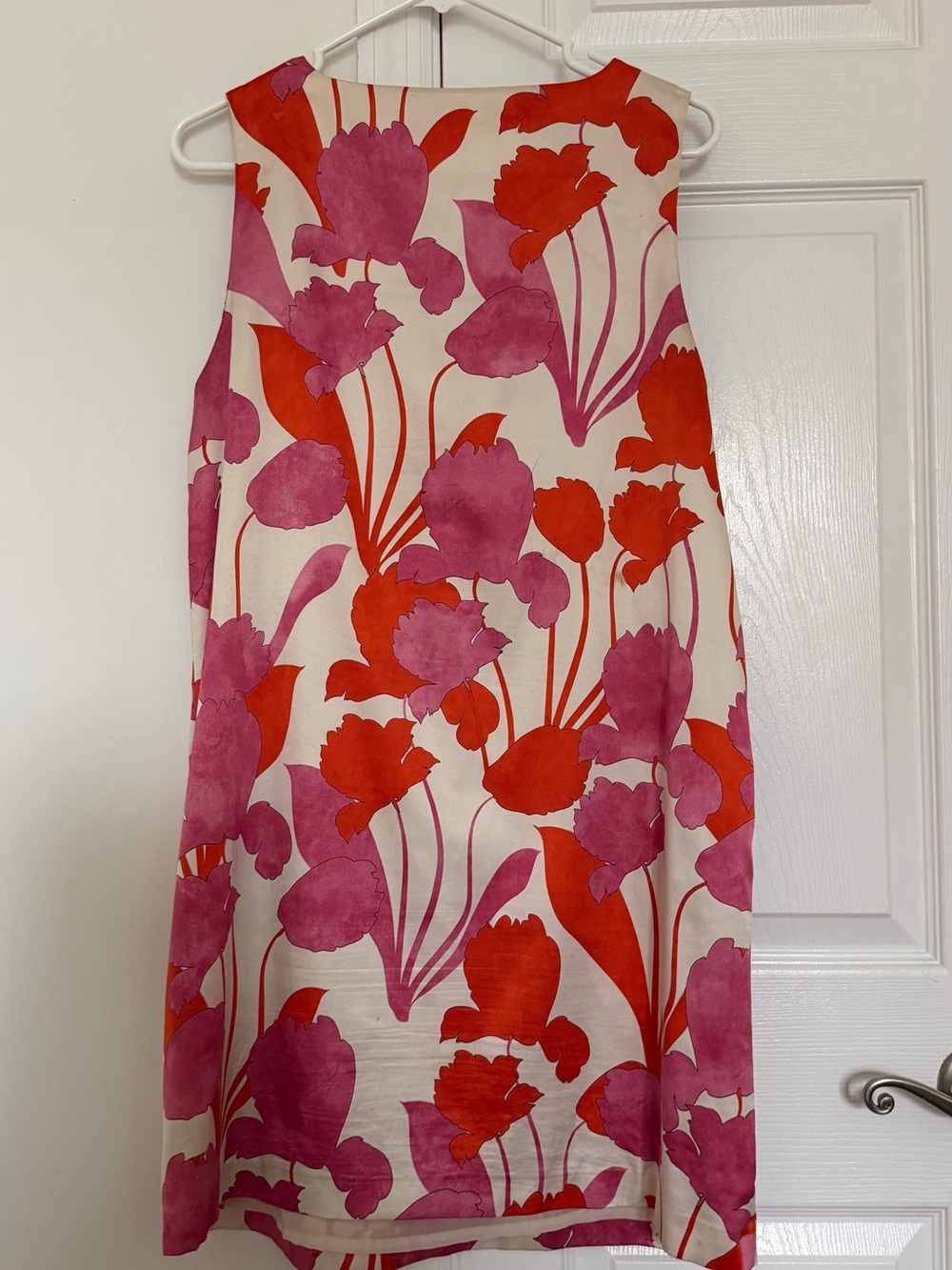 Mango Cream Mini Dress with Pink and Red Floral Print